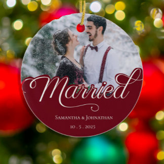 Adorno De Cerámica Casado | Foto de pareja de Navidades modernos