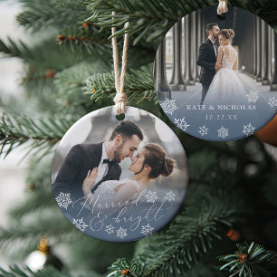 Adorno De Cerámica Casado y brillante Navidades fotográficos Bodas