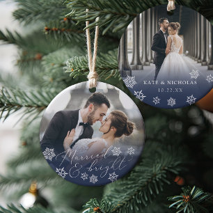 Adorno De Cerámica Casado y brillante Navidades fotográficos Bodas