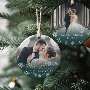 Adorno De Cerámica Casado y brillante Navidades fotográficos Bodas