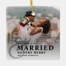 Adorno De Cerámica Casado Y Tan Boda Muy Merry Foto Recién Recibida