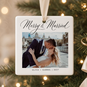Adorno De Cerámica Casados y Felices Foto de Boda Recién Casados