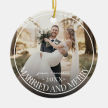 Casados y Felices Primer Navidad Foto Personalizad