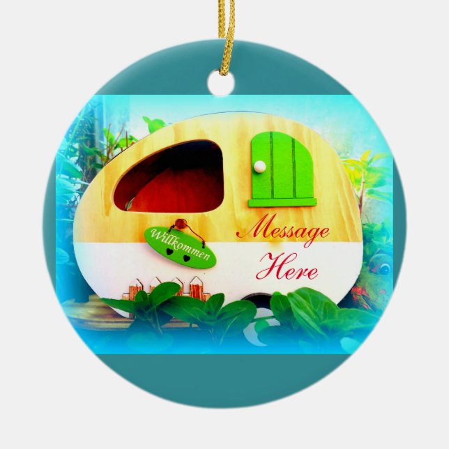 Adorno De Cerámica Casas gitanas minúsculas de la caravana (Frente)