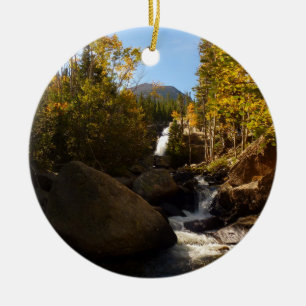 Adorno De Cerámica Cascada Alberta en Otoño en Montañas Rocosas