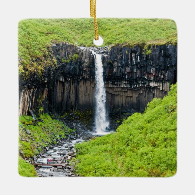 Adorno De Cerámica Cascada de Svartifoss en Skaftafall, Islandia (Anverso)