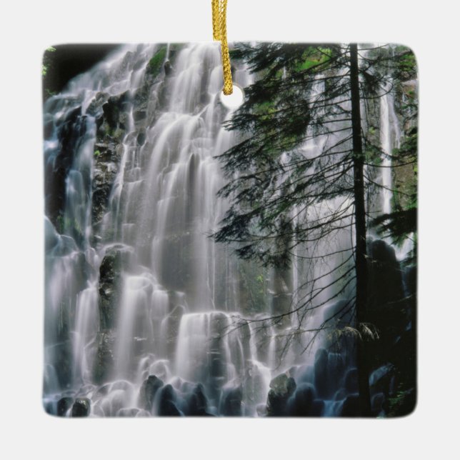 Adorno De Cerámica Cascada en el bosque, Oregón (Anverso)