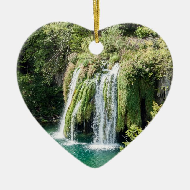 Adorno De Cerámica Cascadas en el Parque Nacional Plitvice - Croacia (Frente)