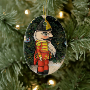Adorno De Cerámica Cascanueces Antiguo Bajo el Árbol de Navidad