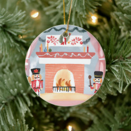 Adorno De Cerámica Cascanueces de Navidad Chimenea | Alegre Acuarela