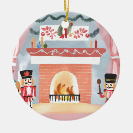 Adorno De Cerámica Cascanueces de Navidad Chimenea | Alegre Acuarela