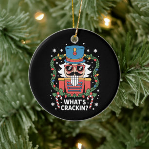 Adorno De Cerámica Cascanueces de Navidad Qué pasa Navidad divertida