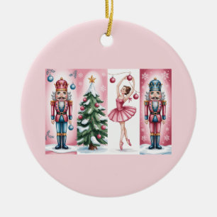 Adorno De Cerámica Cascanueces Navidad Acuarela Femenino Festivo