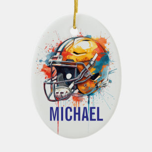 Adorno De Cerámica Casco de fútbol motivacional inspirador Nombre
