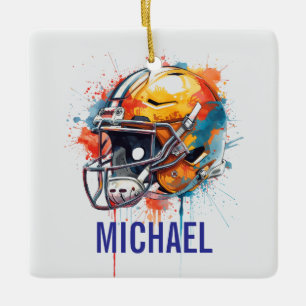 Adorno De Cerámica Casco de fútbol motivacional inspirador Nombre