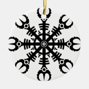 Adorno De Cerámica Casco del temor - Aegishjalmur No.2 (negro)