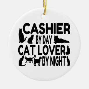 Adorno De Cerámica Cashier Cat Lover