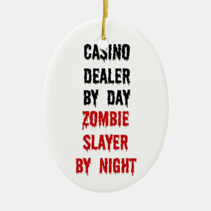 Adorno De Cerámica Casino Dealer Zombie Slayer