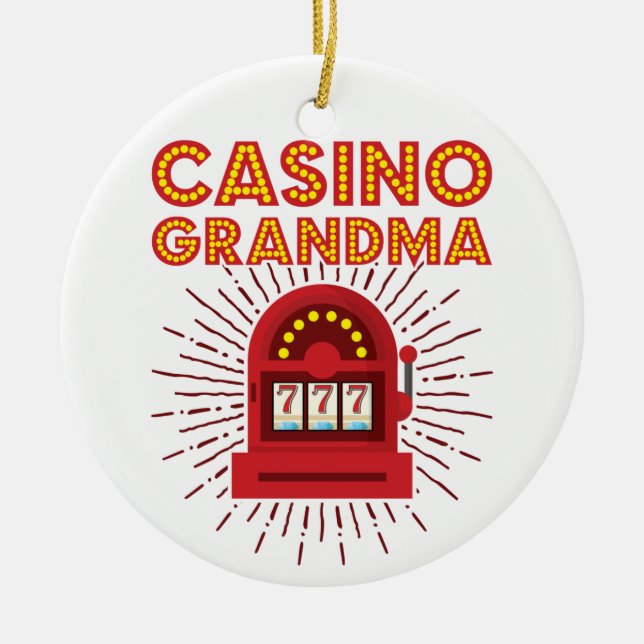 Adorno De Cerámica Casino Grandma Slot Machine Gambling Abuela (Frente)