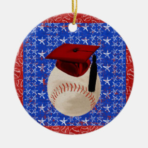Adorno De Cerámica Casquillo de la graduación del béisbol, estrella