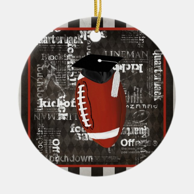 Adorno De Cerámica Casquillo de la graduación del fútbol que lleva, (Frente)