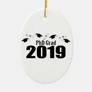 Adorno De Cerámica Casquillos y diplomas (negro) del graduado 2019