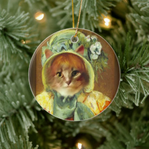 Adorno De Cerámica Cassatt Bonnet en Gatito