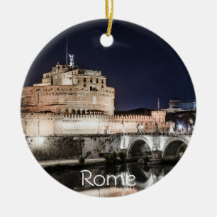 Adorno De Cerámica Castel Sant Angelo de noche en Roma