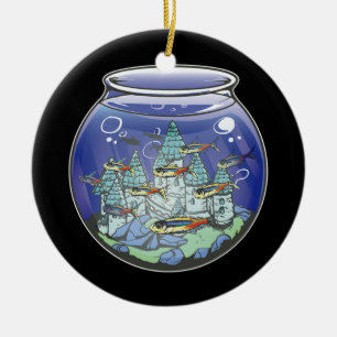 Adorno De Cerámica Castillo de peces acuarios