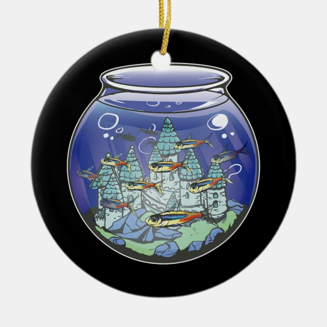 Adorno De Cerámica Castillo de peces acuarios (Frente)