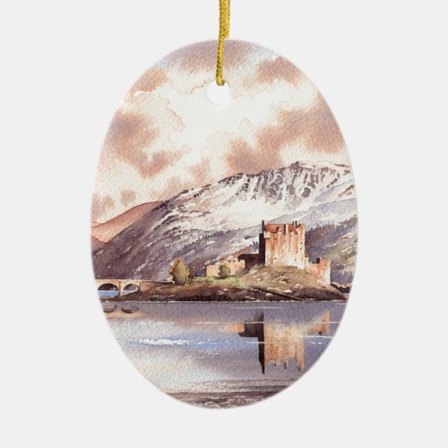Adorno De Cerámica "Castillo" Escocia de Eilean Donan (Frente)