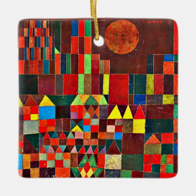 Adorno De Cerámica Castillo y Sol, arte abstracto de Paul Klee (Anverso)