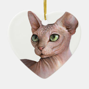 Adorno De Cerámica Cat 578 Sphynx white background