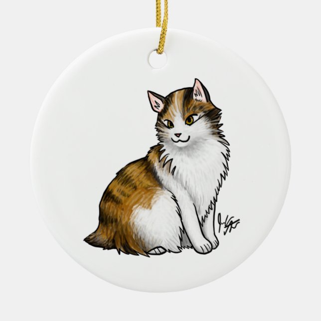 Adorno De Cerámica Cat Calico Tail-less (Frente)