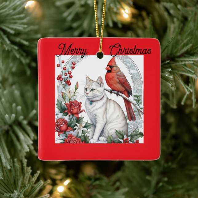 Adorno De Cerámica Cat Christmas Ornament (Árbol)