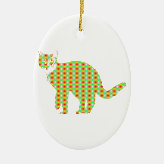 Adorno De Cerámica Cat con patrones (Frente)