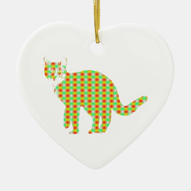 Adorno De Cerámica Cat con patrones (Frente)