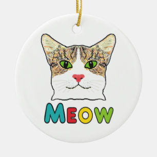 Adorno De Cerámica Cat Face Meow