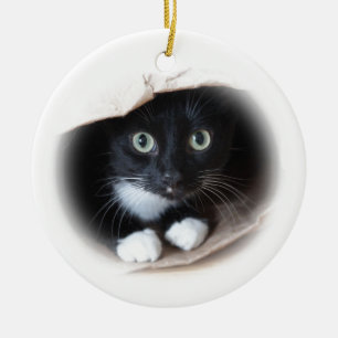 Adorno De Cerámica Cat in a bag