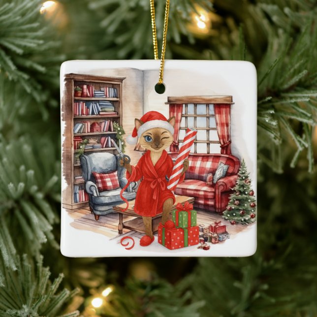 Adorno De Cerámica Cat is Christmas boxing  (Árbol)