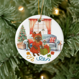 Adorno De Cerámica Cat is Christmas boxing 