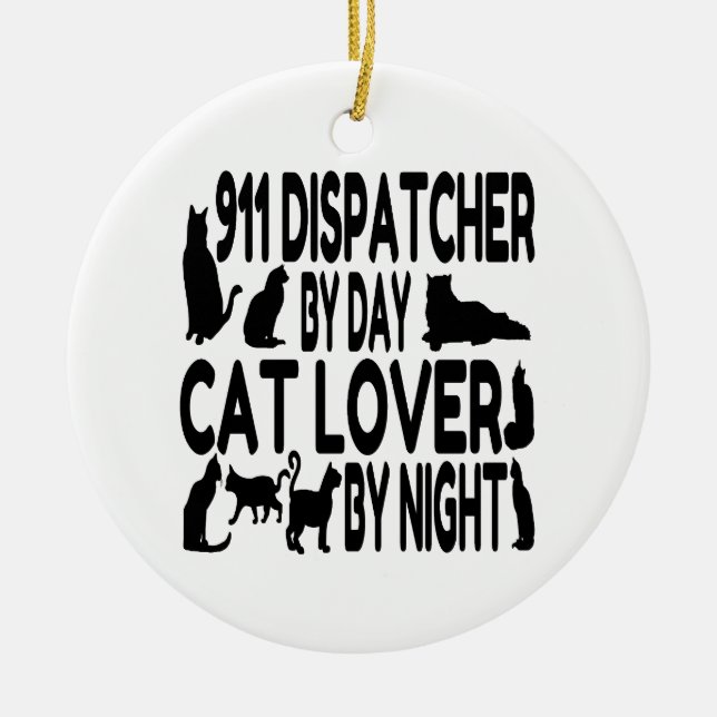 Adorno De Cerámica Cat Lover 911 Dispatcher (Frente)