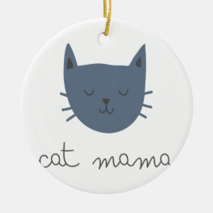 Adorno De Cerámica Cat Mama Ornament