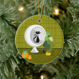 Adorno De Cerámica Cat - Moderno a mediados de siglo