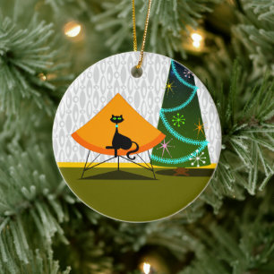 Adorno De Cerámica Cat - Moderno a mediados de siglo