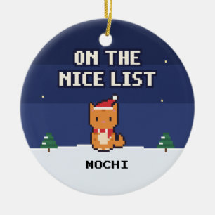 Adorno De Cerámica Cat Nice List Personalized Pixel Art Ornament