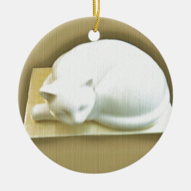 Adorno De Cerámica Cat on Gold Box II (Frente)