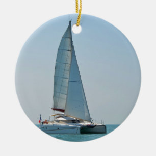 Adorno De Cerámica Catamarán Clara