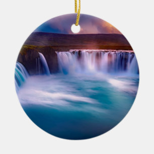 Adorno De Cerámica Catarata de Godafoss, hermoso paisaje de Islandia