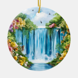 Adorno De Cerámica Catarata pintada a la acuarela
